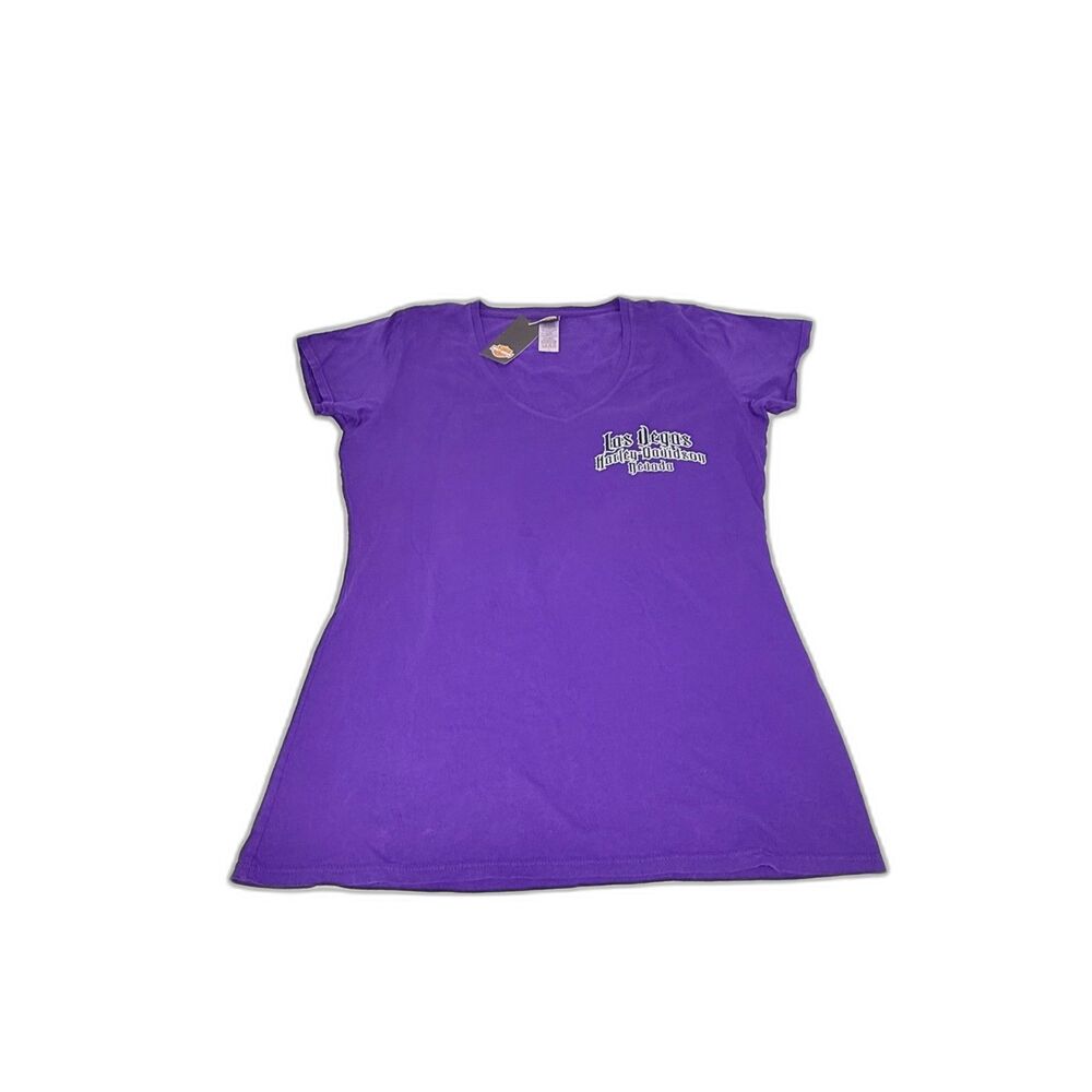 NWT‎ Harley-Davidson Las Vegas V-Neck Tee Purple Graphic Logo Women’s Large
